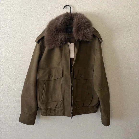 Zara women’s brown faux suede jacket size small - Picture 2 of 9